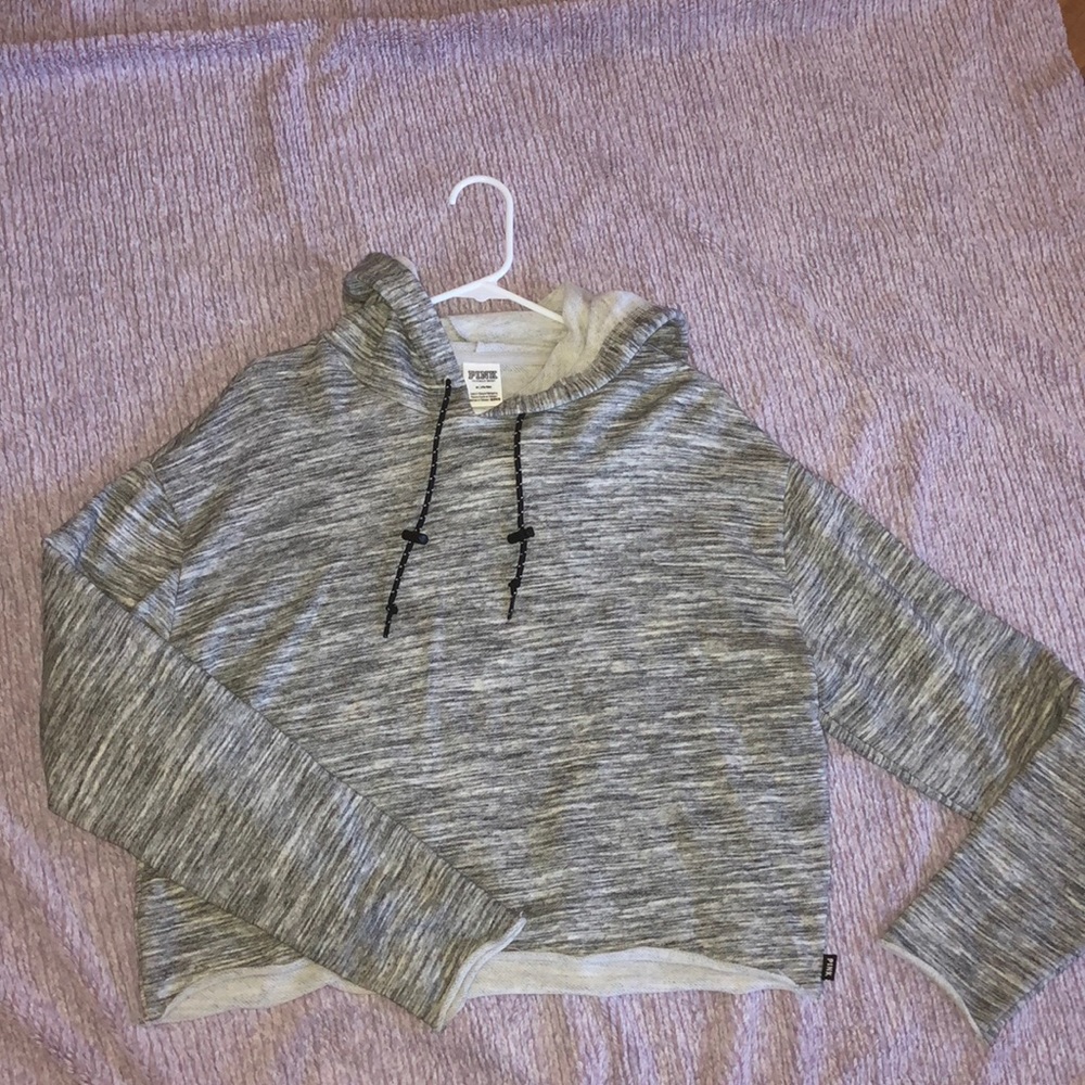 Grey cropped VS pink sweatshirt